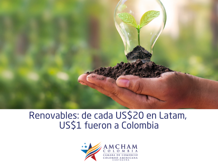 Renovables: de cada US$20 en Latam, US$1 fueron a Colombia