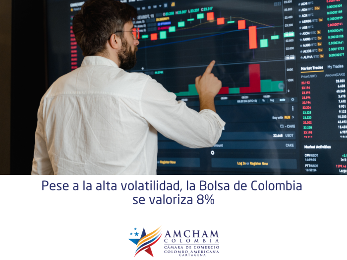 Pese a la alta volatilidad, la Bolsa de Colombia se valoriza 8%