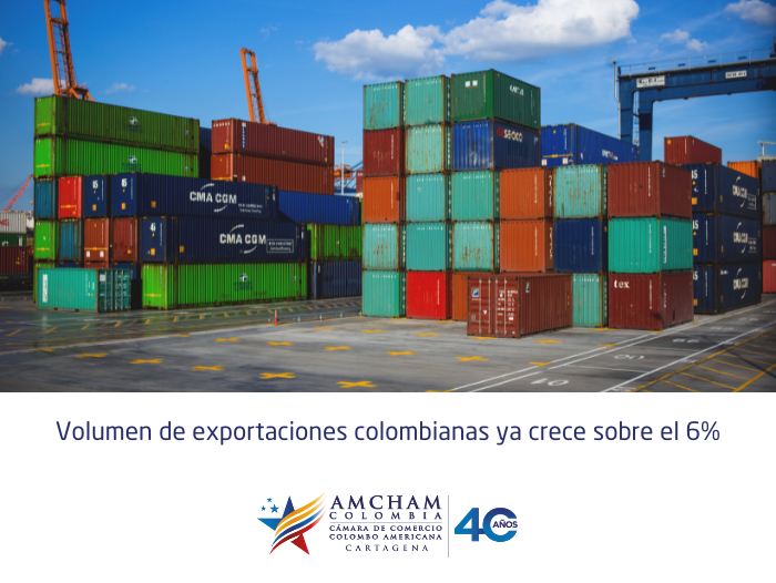 Volumen de exportaciones colombianas ya crece sobre el 6%