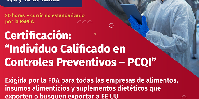 Certificación: Individuo Calificado en Controles Preventivos – PCQI